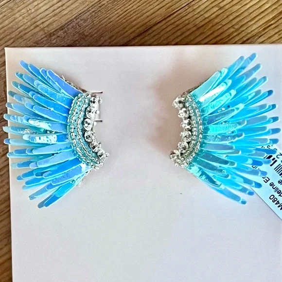 πΊπHPππΊ NWT Mignonne Gavigan Mini Madeline Earrings Metallic Blue - Picture 10 of 16